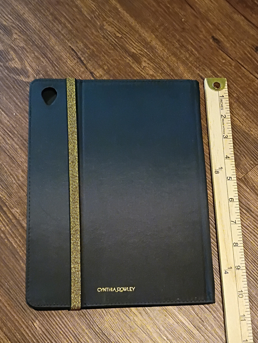 Cynthia Rowley Black Tablet Folio Case with Gold Elastic Office School Career